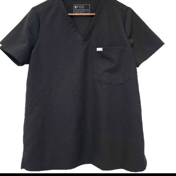 FIGS Technical Collection Black Scrub Top Size Medium No Front Pockets - Picture 1 of 4